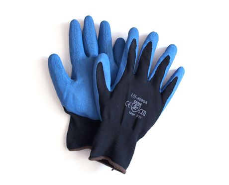 Black/Blue Rubber Work Gloves