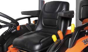 The new suspension seat is designed to absorb shock reducing operator fatigue. Arm rests are standard