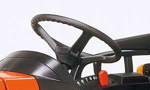 To provide a more comfortable driving position, the steering wheel tilts upward and downward.
