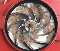 Metal Impeller - The metal blades on the impeller shred leaves and debris into fine mulch
