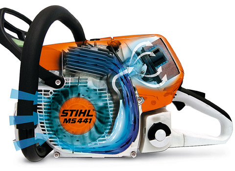 STIHL long-life air filtration systems with pre-separation achieve perceptibly longer filter life compared with conventional filter systems.