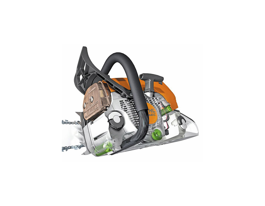STIHL developed an effective anti-vibration system whereby the oscillations from the machine's engine are dampened which significantly reduces vibrations at the handles.