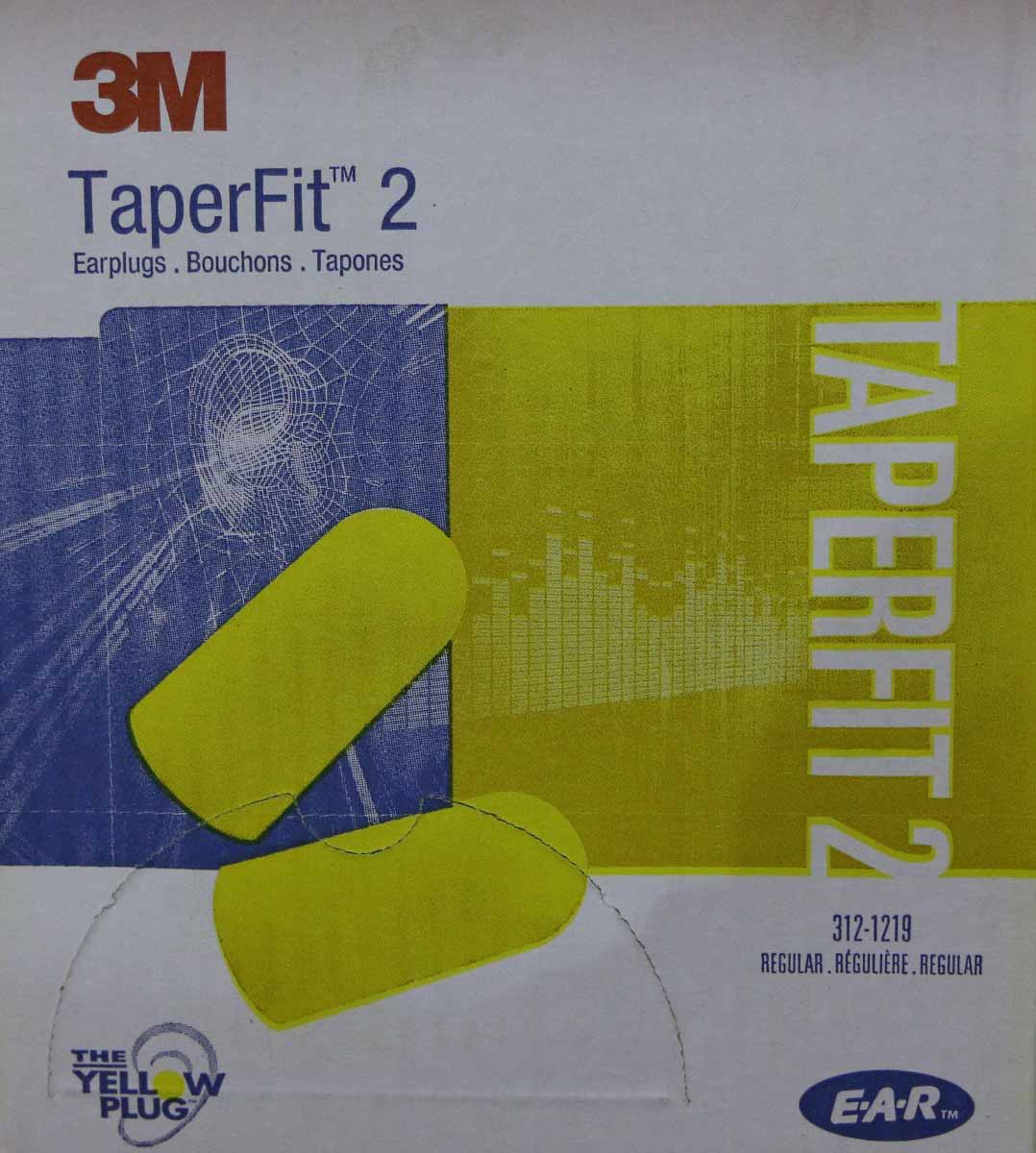 3M TaperFit2 Single-Use Earplugs Box